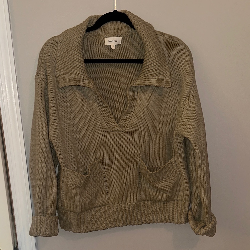 Bohme Taupe V-Neck Sweater